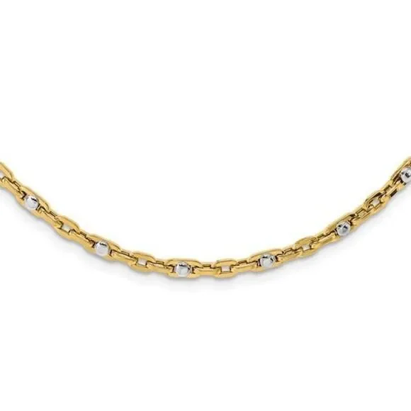 Leslie's 14K Two-tone Polished Link 18 inch Necklace Necklaces